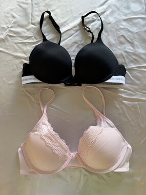Tommy Hilfiger Black Bra & Light Pink Lace Bra - Women's Intimates Size 34C